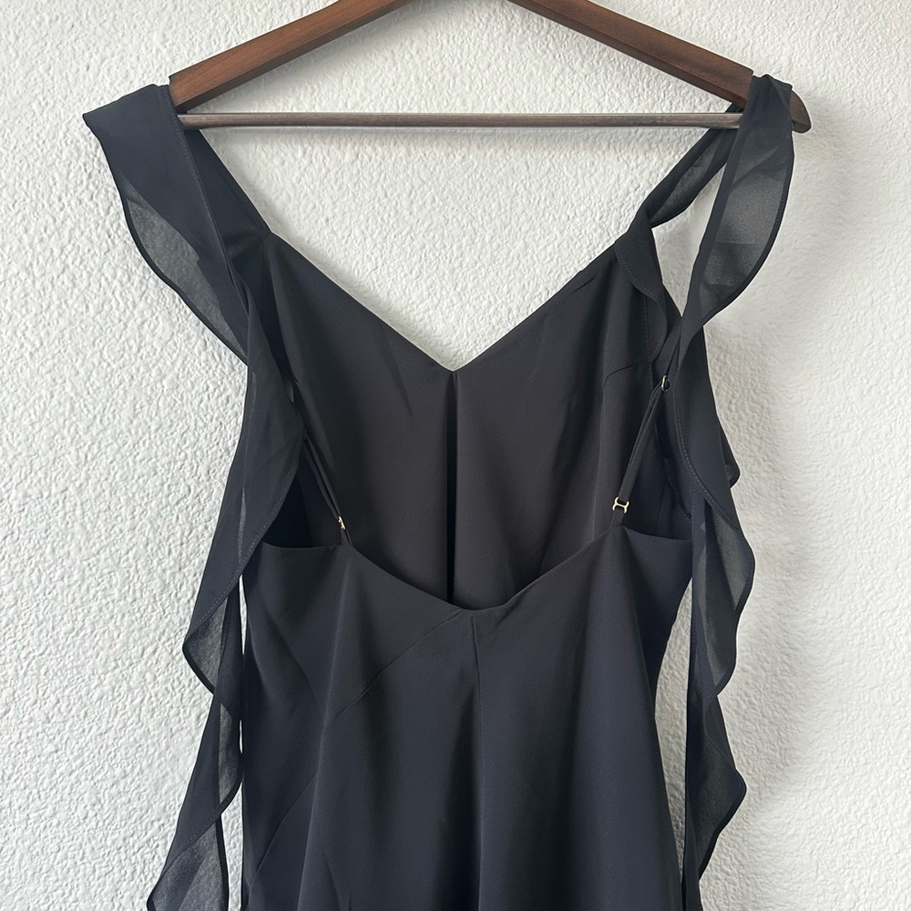 Amanda Uprichard Revolve “Cantara”‎ Midi Black Elegant Black Ruffle Dress Small - Picture 11 of 12